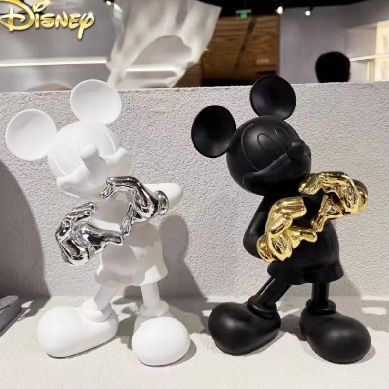 

Disney Cartoon Mickey Mouse 30cm Animation Model Resin Anime Doll Black Mickey Love Ornament Action Figure Toys for Children