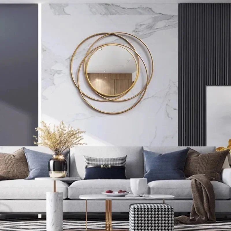 sunglasses decoration living dining room background decorative mirror wall hanging round mirror light luxury