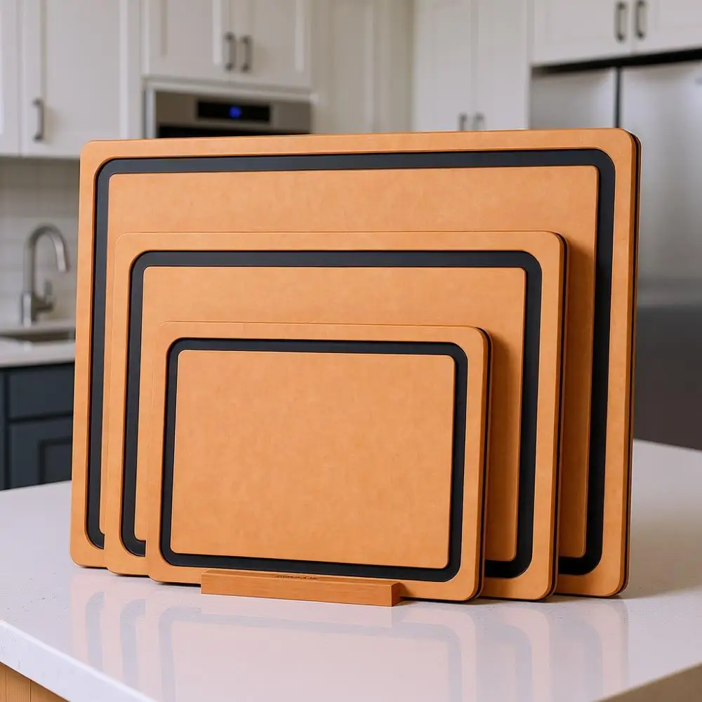 

Набор из 3 разделочных досок из древесно-композитного материала с нескользящим покрытием и желобком для сбора сока, можно мыть в посудомоечной машине