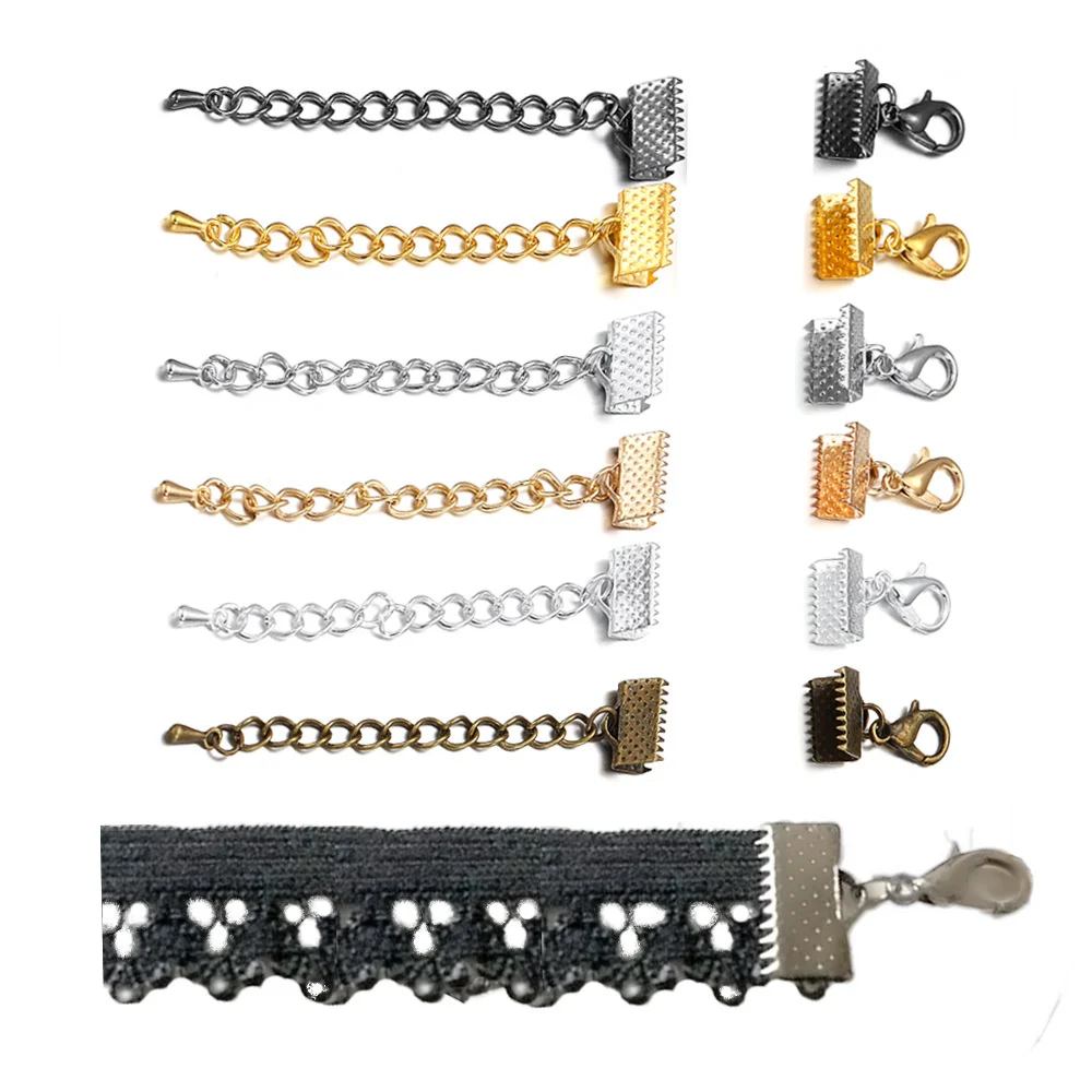 10Set Jewelry Making Anklet DIY Bracelet Clamp Connectors Handmade Clasps Crafts End Clip Stopper Necklace Extension chain