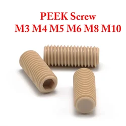 M3 M4 M5 M6 M8 M10*3 4 5 6 8 10 12 15 16 20mm Length PEEK Plastic Nylon Cup Point Allen Socket Screw Bolt High temperature