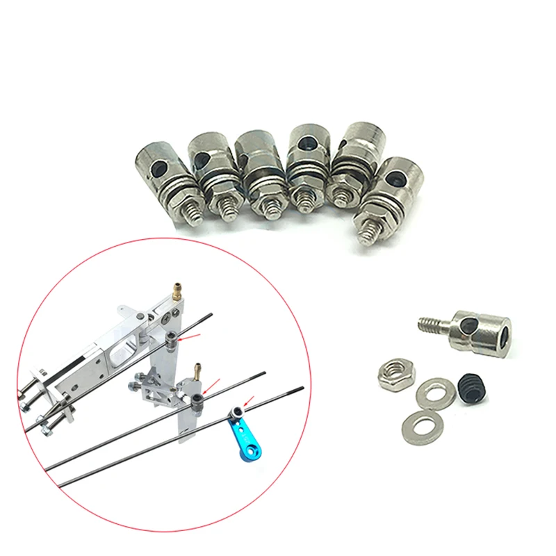 20PCS 1.3mm 1.8mm 2.1mm Pushrod Connectors Linkage Stopper Metal Quick Adjuster Positioner Servo Connector for DIY RC Boats Part