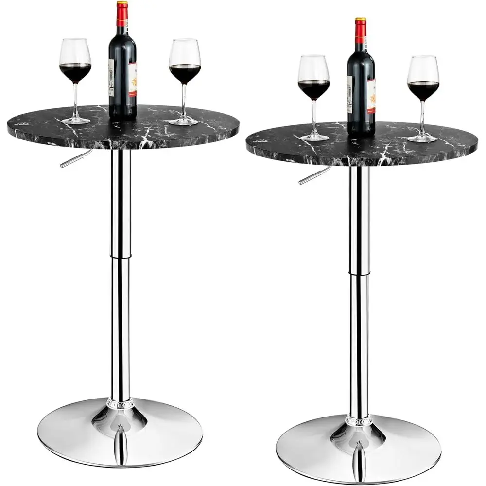

Adjustable Height Marble Top Swivel Bistro Table for Pub, Kitchen, and Cafe (2, Black)
