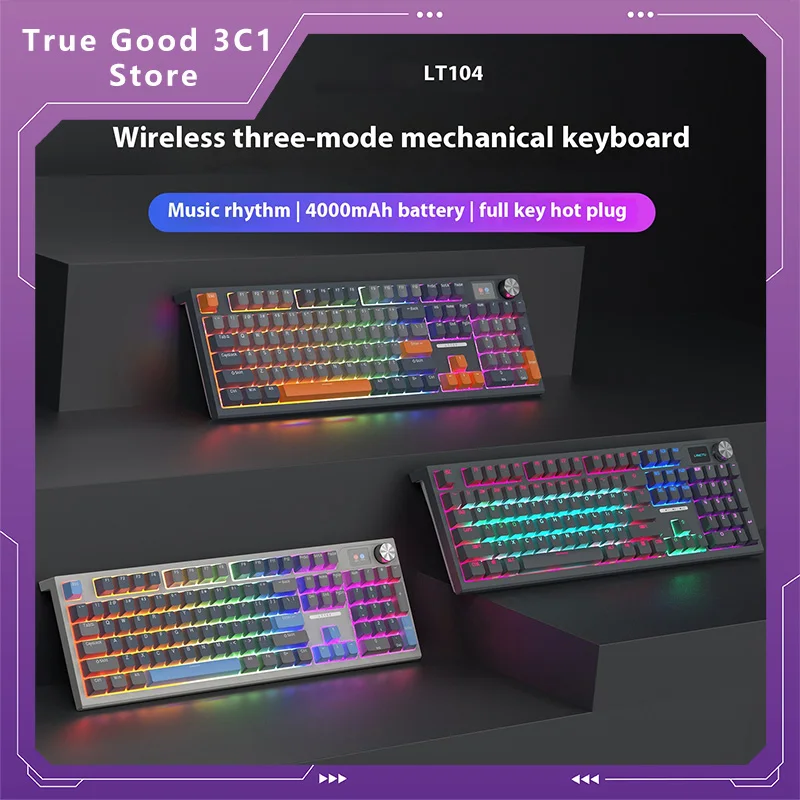 Lt104 Custom Mechanical Keyboard Wireless Bluetooth E-sports Game Wired Green Axis High Beauty Computer Peripherals