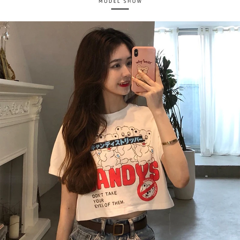 

2026 New Short Sleeved T-shirt For Women Slim Fit Short Top Fashionable High Waist and Exposed Navel Versatile Sexy T-shirt