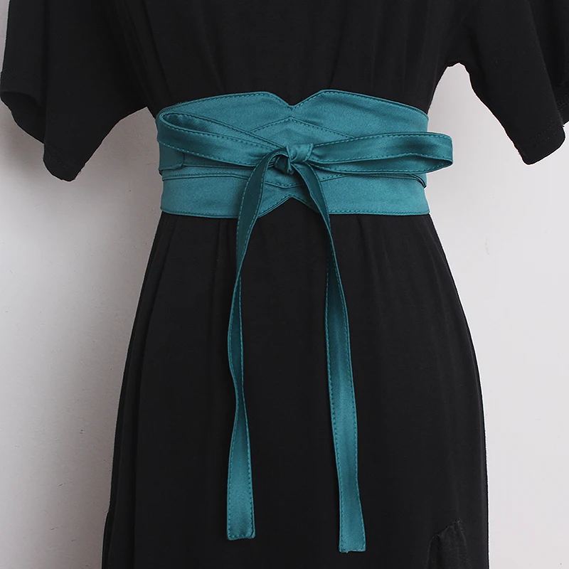 

Women's Fashion Cloth Belt Women's Wide Girdle Banding Decorative Dress With Skirt Shirt Dress Summer Black Blue Green Satin