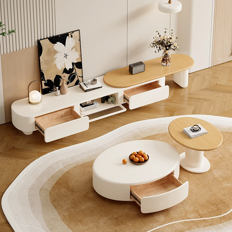 خزانة تلفزيون بيضاء للتخزين، خزانة تلفزيون عصرية فاخرة، خزانة تلفزيون متنقلة، أثاث مريح