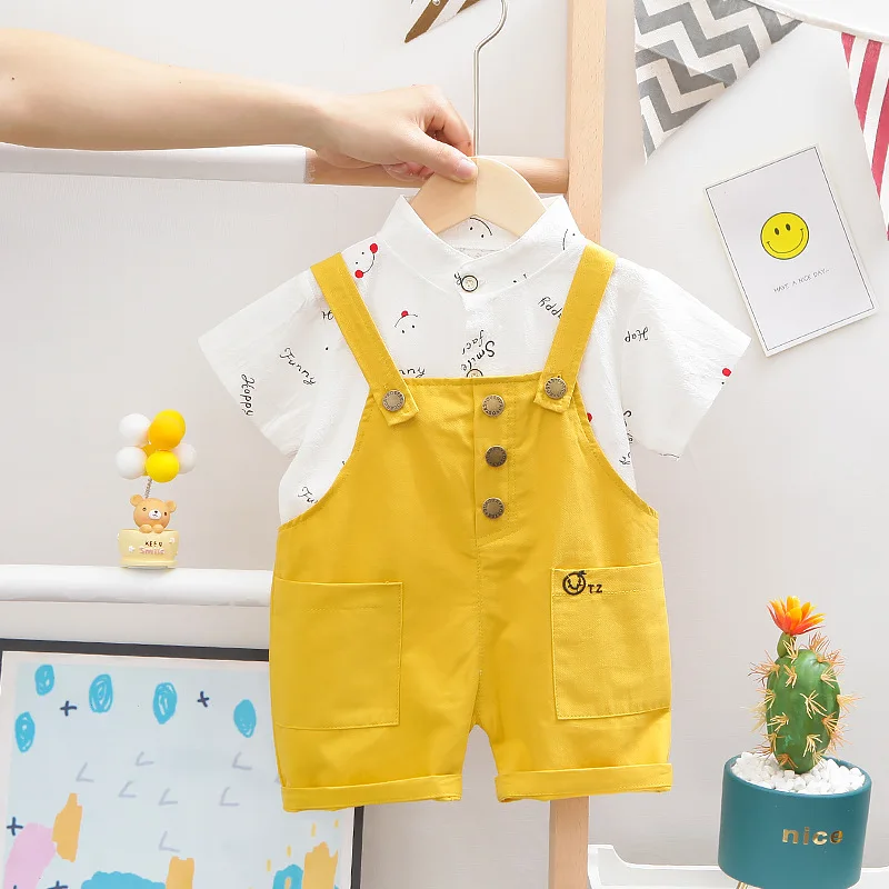 0-4 Year Old Baby Boys and Girls Clothes suits Quality Summer Children's Overalls with Toddler Shirts Sets