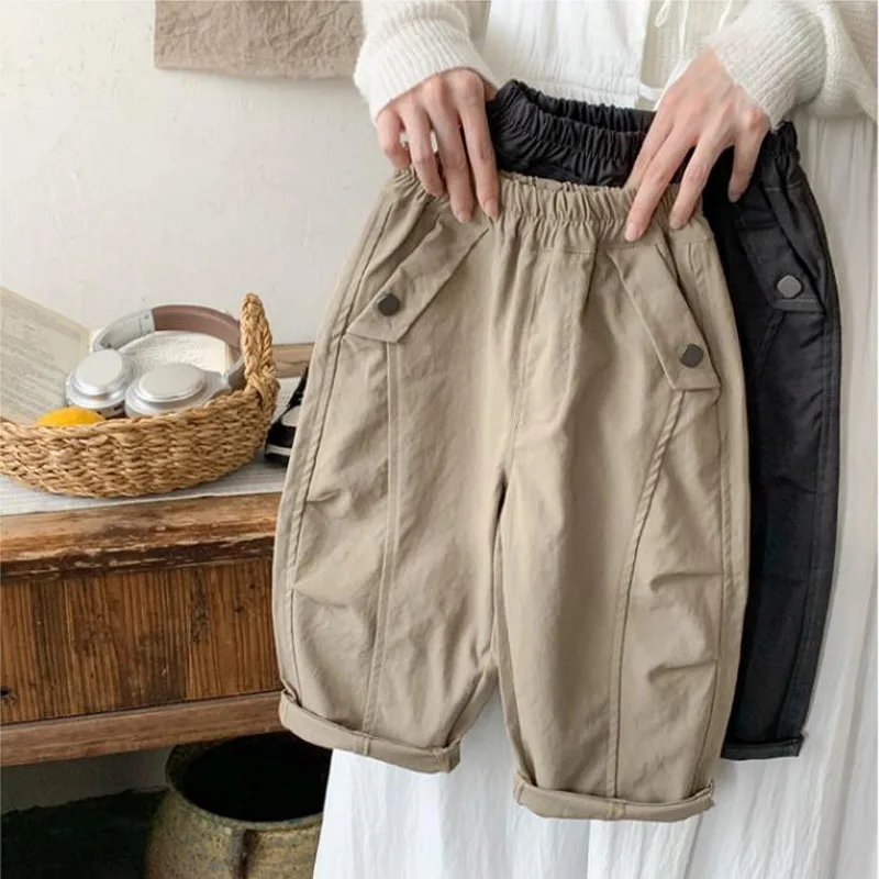 

Детская одежда для детей от 2 до 8 лет, однотонные брюки, весенне-осенние свободные повседневные брюки для маленьких мальчиков, простые модные шаровары, детские штаны