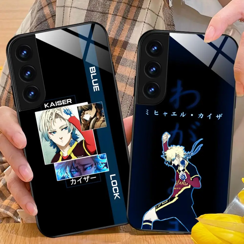 

Blue Lock Michael Kaiser Glass Mobile Phone Case for Samsung Galaxy S26 S25 S24 S23 S22 S21 S20 Note20 Plus FE Ultra Cover