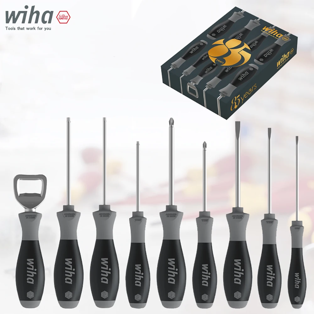 

Wiha 85 Years Limited Edition SoftFinish® 9 Piece 46544 Screwdriver Set Slotted Phillips TORX Bottle Opener