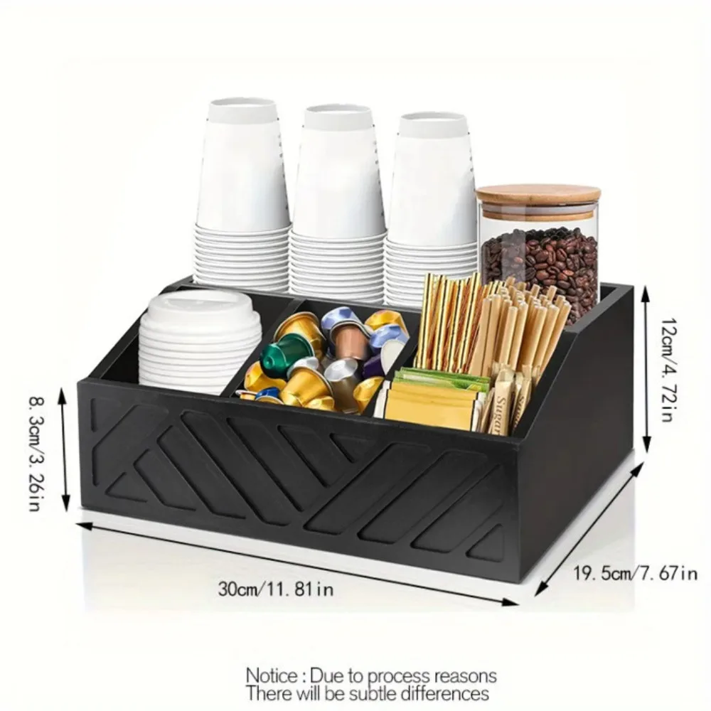 Coffee Bag Storage Box, Wooden Tea Bag Finishing, Divided Household Storage Display Boxes, Suitable for Coffee Paper Cup Bar