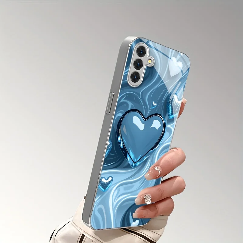 High end heart-shaped design pattern glass phone case suitable for Samsung Galaxy S26 S25 S24 S22 S21 S20FE/Ultra/Plus hard case view 5