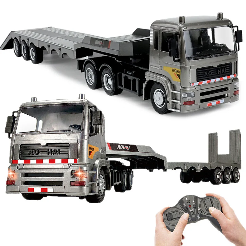 Camión plano RC modelo 9 canales aleación 1:20 2,4G Control remoto coche simulación ingeniero vehículo remolque niño chico juguete para regalo