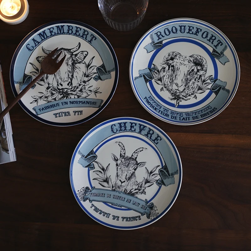 

Керамическая тарелка для закусок в стиле ретро с изображением животных, 7,5 дюйма, тарелка для гостиной, кухни, послеобеденного чая, тарелка для западной еды, поделки