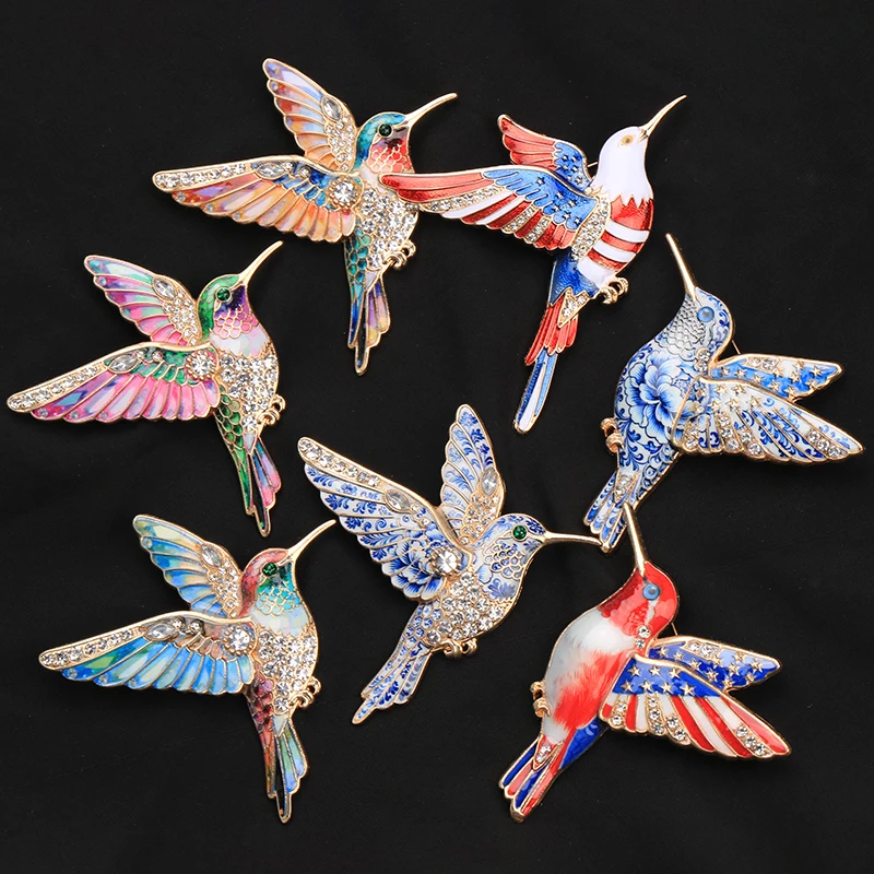 Damen-Kolibri-Vogel-Brosche, modische Tier-Anstecknadel, Schmuck