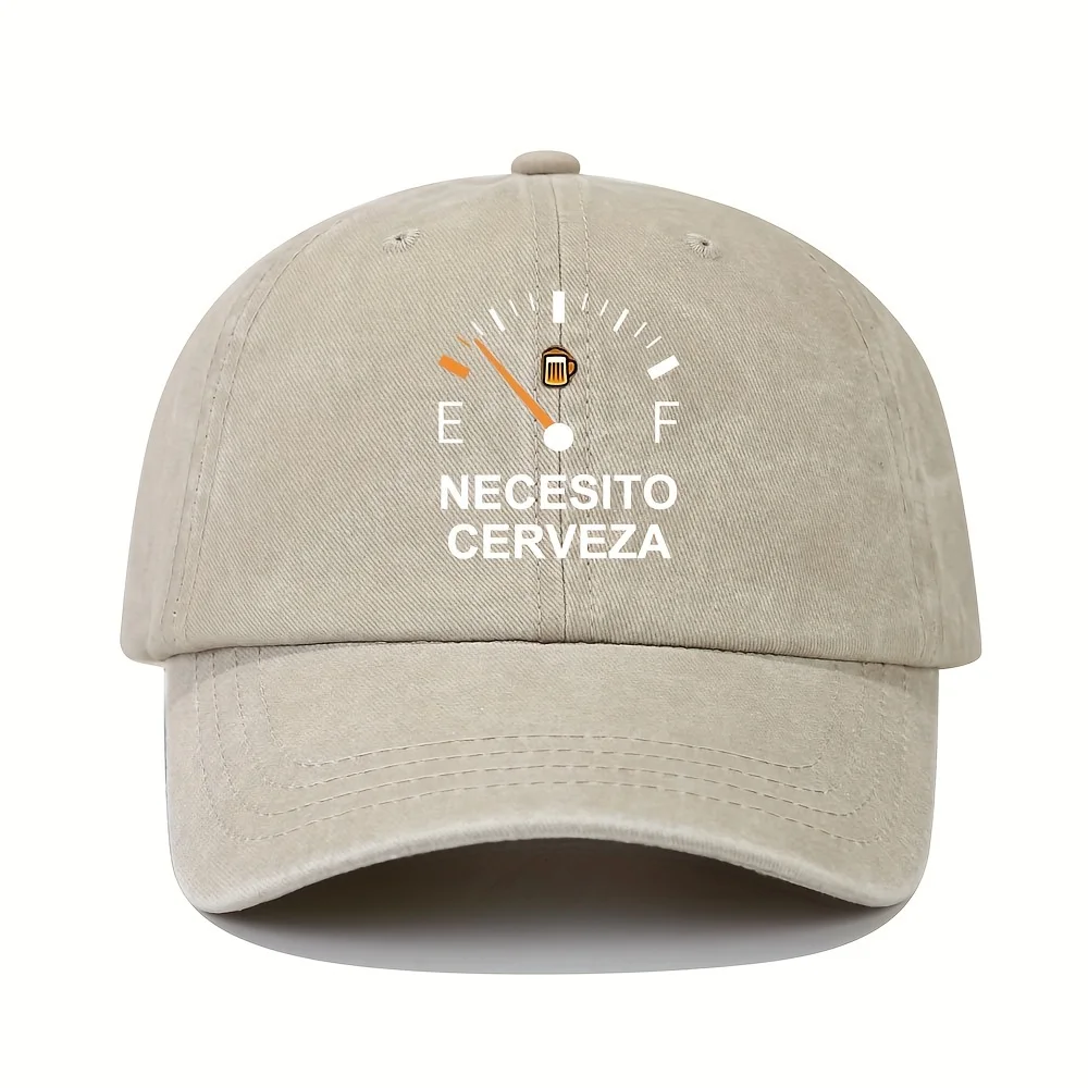 NECESITO CERVEZA pattern printed vintage duckbill cap, fashionable retro curved brim baseball cap, casual outdoor sun hat image 3