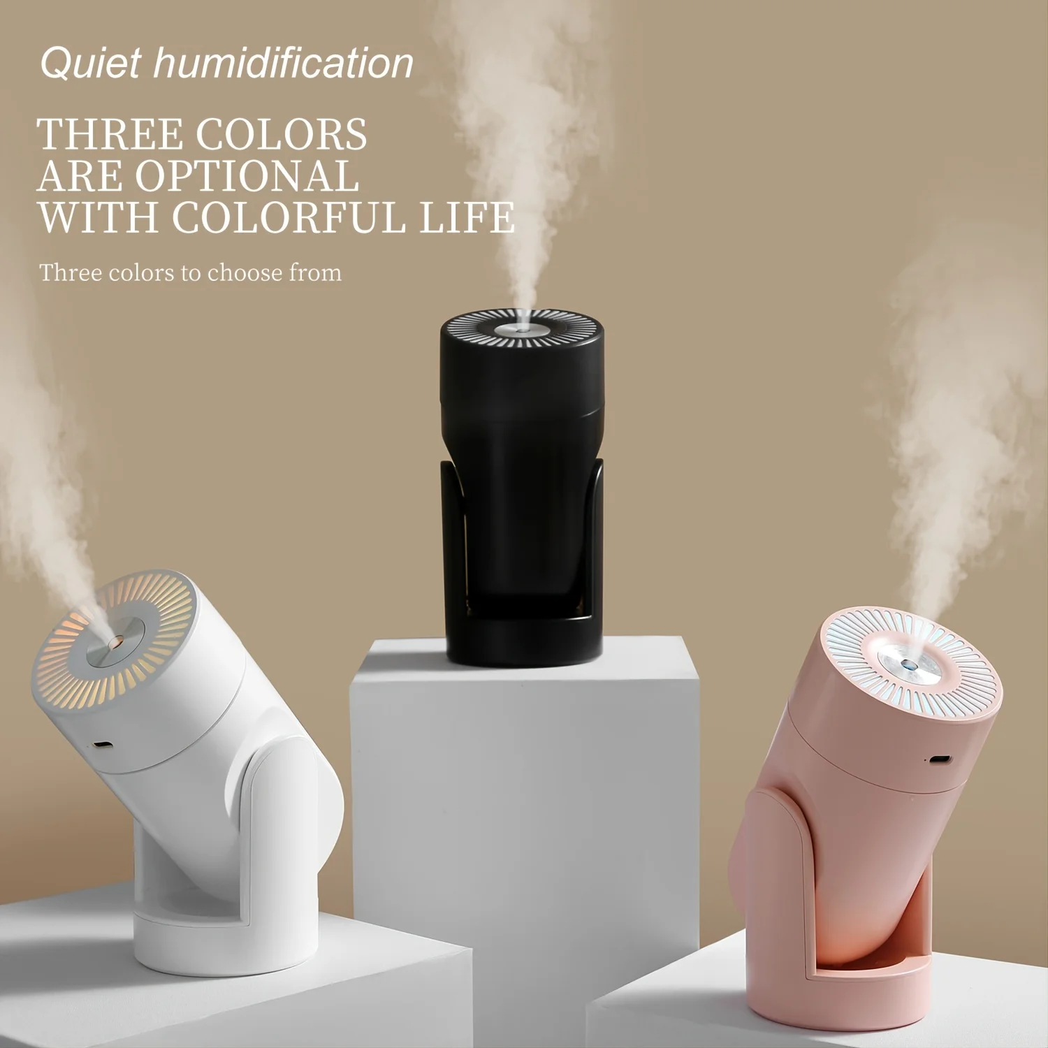 1pc Shaking Head Humidifier Super Quiet Colorful Mini Humidifier with Adjustable Angle and Shakable Head - Perfect for Car, Offi