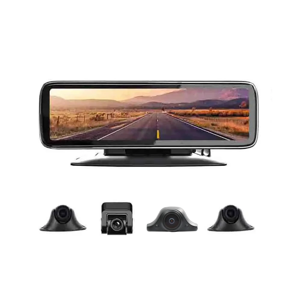 Carsanbo 12 Inch Car Recording Night Vision Car Recorder with 4 Cameras, 360 ° 24-hour Parking Touch Screen Car Video Recording