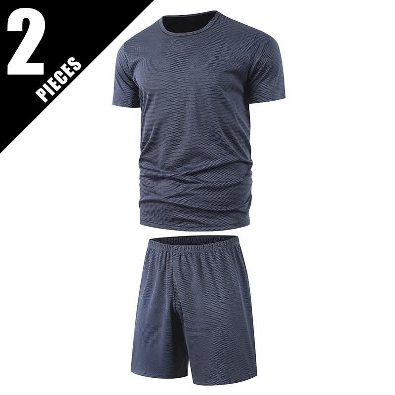 

2-Piece Men's Set Youth Round Neck Solid Color Quick Drying Sporty Interior Multifunctional Comfortable Casual Home Wear Trendy