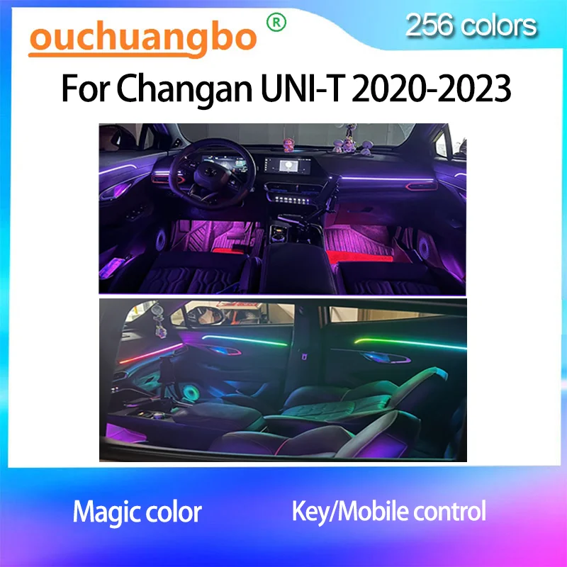 

Ouchuangbo Ambient Light For Changan UNI T 2020-2023 Magic Atmosphere Lamp Led 256 Color Dynamic Streamer Mobile Control