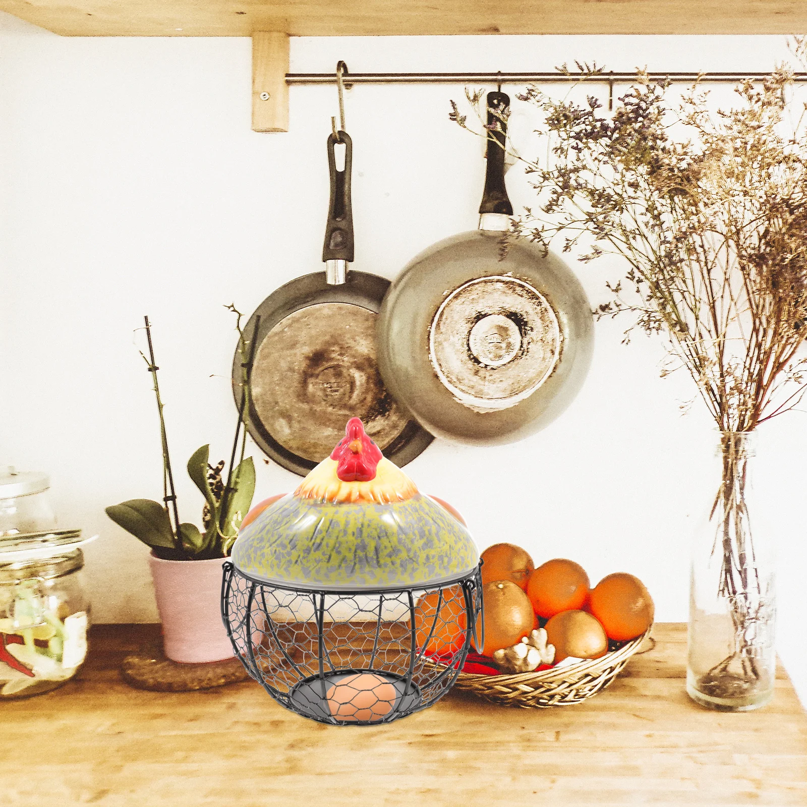 

1Pcs Iron Art Egg Basket Creative Kitchen Food Storage Container Fruit Vegetable Organizer Household Storage