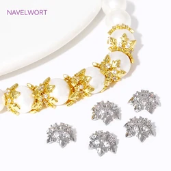 18K Gold Plated Brass Inlay Zircon Bead Caps,Flower Bead Caps For Jewelry Making,DIY Bracelet Making Accessories Findings