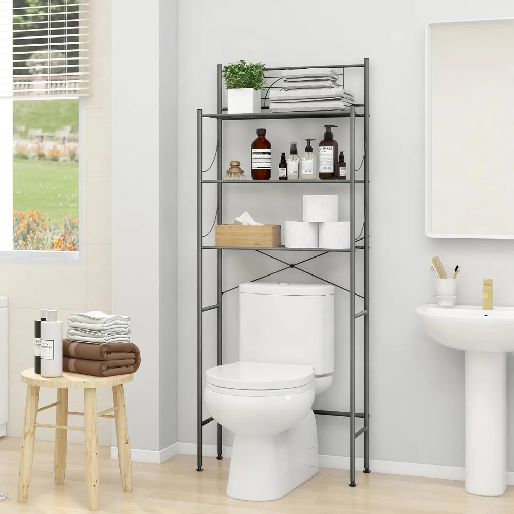 MallBoo Over The Toilet Storage Rack,Metal 3-Tier Over Toilet Organizer Shelf,Freestanding Above Toilet Shelf for Bathroom,