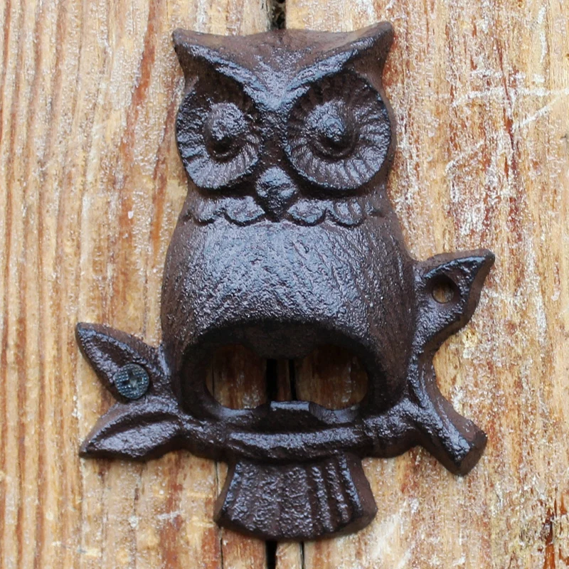 

Owl On Branch Cast Iron Beer Bottle Opener Wall Mounted Rustic Metal Bottle Opener Antique Black Home Bar Decor Bottle Openers