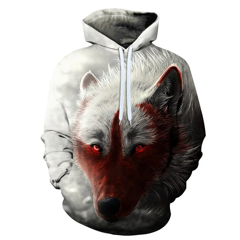 

New Hd Real Animal Women Men 3D Wolf Graphic Hoodies Loose Casual Hooded Sweatshirts Pullovers Fashion Long Sleeve Coat Tops