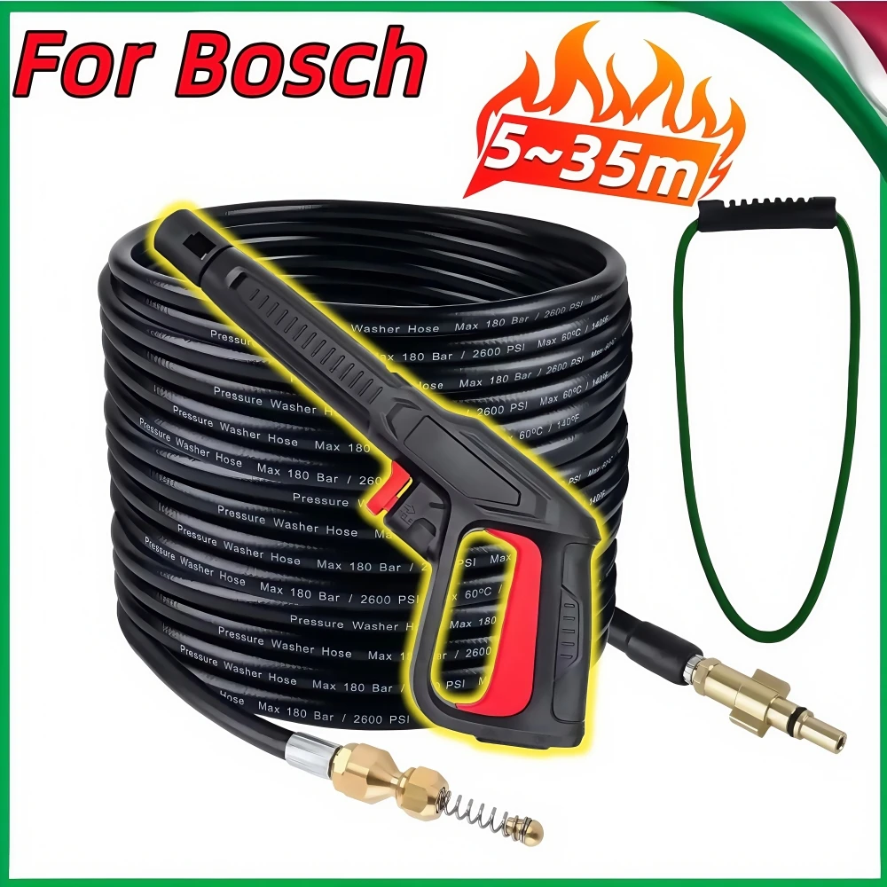 

5~35 Meters Sewer Drain Cleaning Hose PVC Hose Sewer Jetter Kit High Pressure Cleaning Machine Nozzle Car Wash Gun, For Bosch/AR