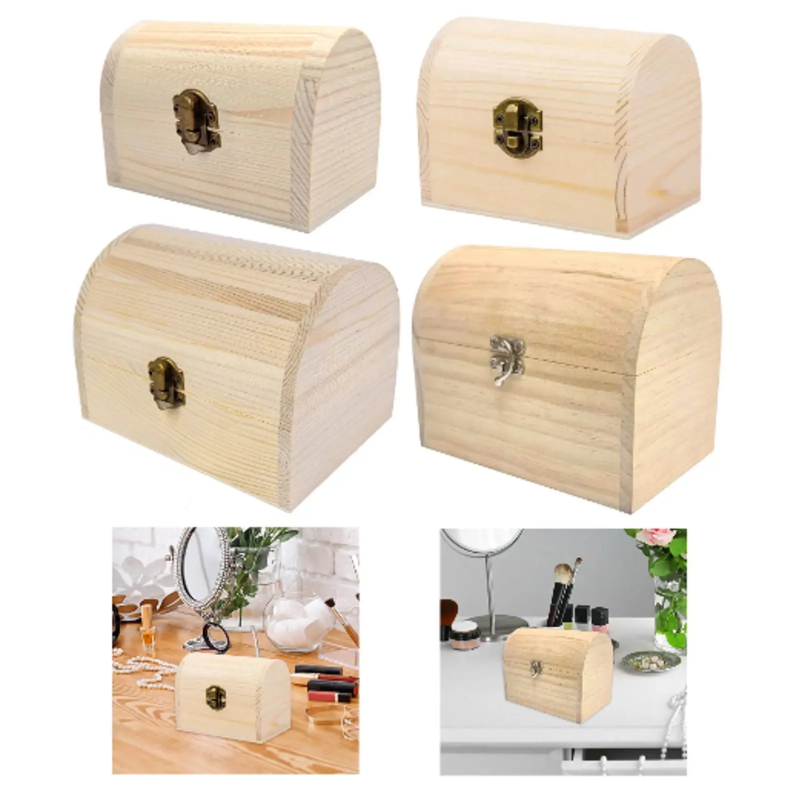 

Unfinished Wood Box Decorative Gift Packing Box Keepsake Storage Jewelry Case for DIY Necklace Crafts Birthday Party Home Decor