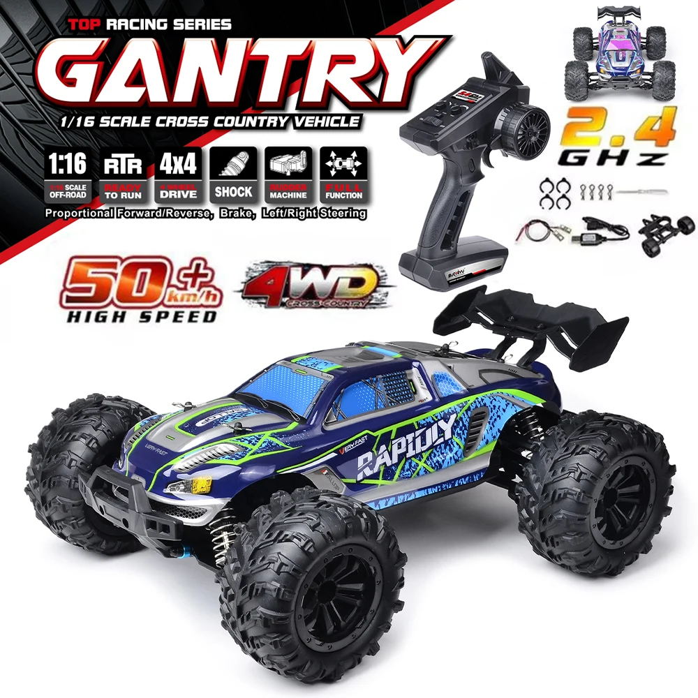 16101 1:16 38KM/H 4WD RC Car With LED Light 2.4G Remote Control Cars High Speed Drift Monster Truck for Kids Children Boys Gifts