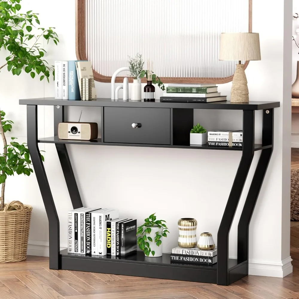 

47'' Console Table with Storage Drawer and Shelves, Narrow Sofa Table, Accent Foyer Table, Entryway Table for Hallway, Living R