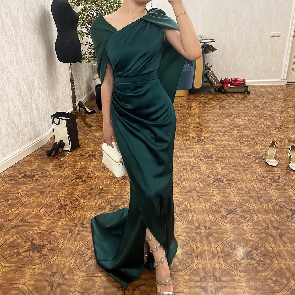 

Customized Mermaid Evening Dresses Floor-length Off The Shoulder Sleeveless Prom Gown Simple Fashion Draped Casual Party Gown