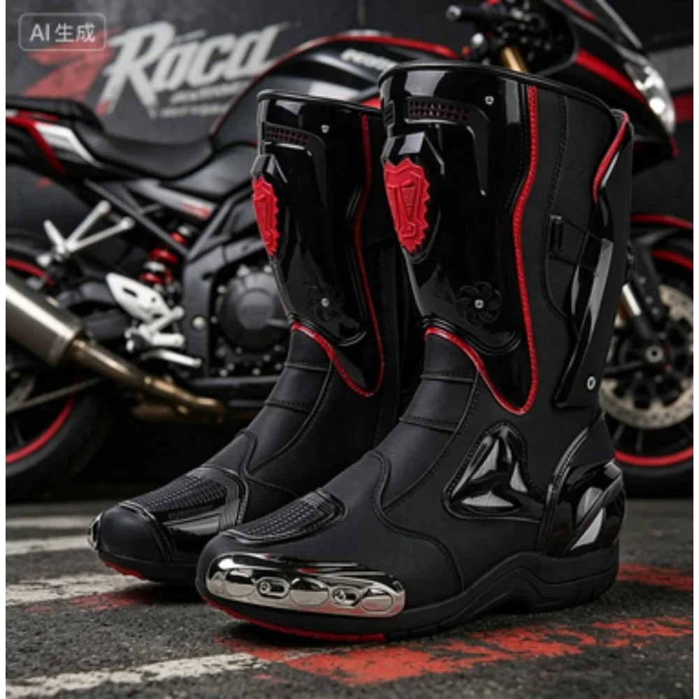 

JG-Wolf Leather Motocross Boots Men Anti-slip Off Road Motorcycle Boots Adventure Touring MX MTB Dirt Bike Boots CE Certified