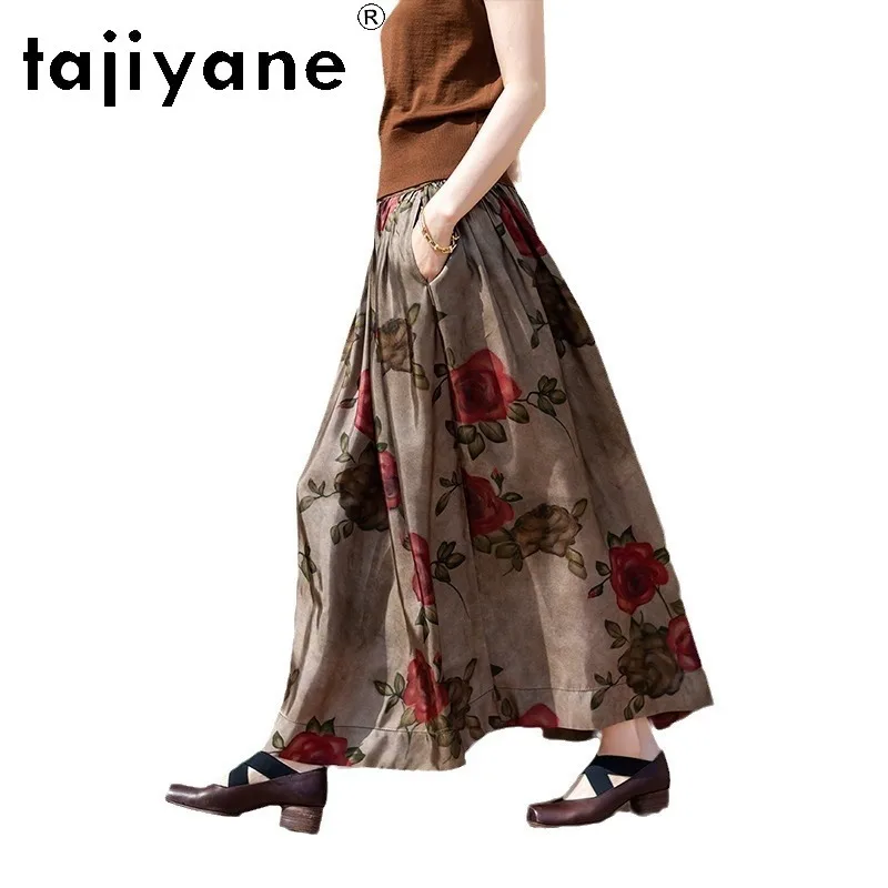 TAJIYANE Skirts Womens 2024 Luxury Vintage Long Skirt Trending Fashion New Arrivals Summer Fall Clothes Women Юбка Женская