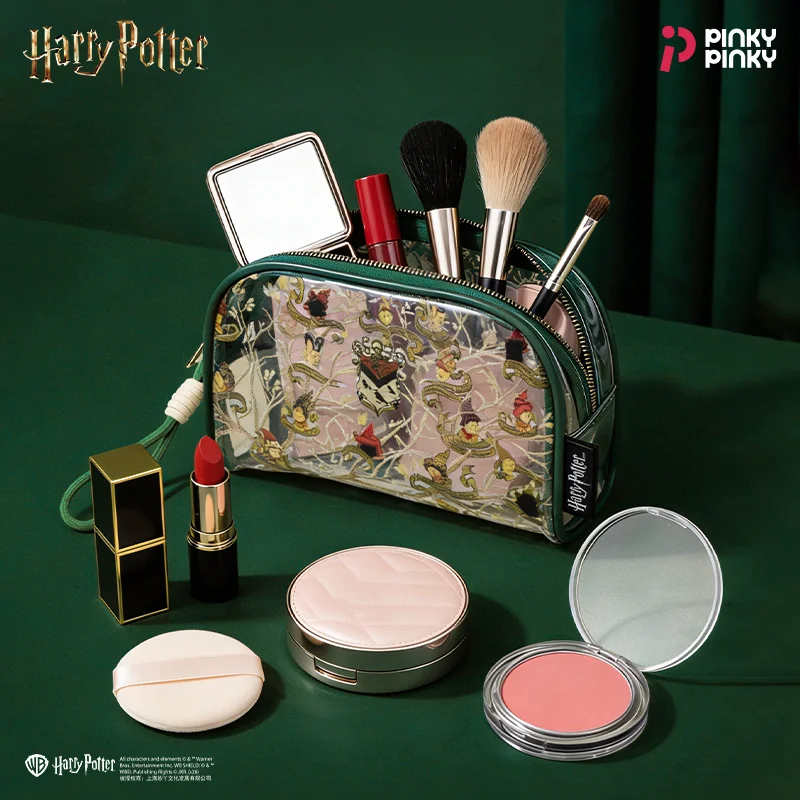 Pinky Harry Potter Makeup Bag Black Family Storage Pouch Clear PVC Wash Bag for Commuting Traval Gift for Fans Students Women