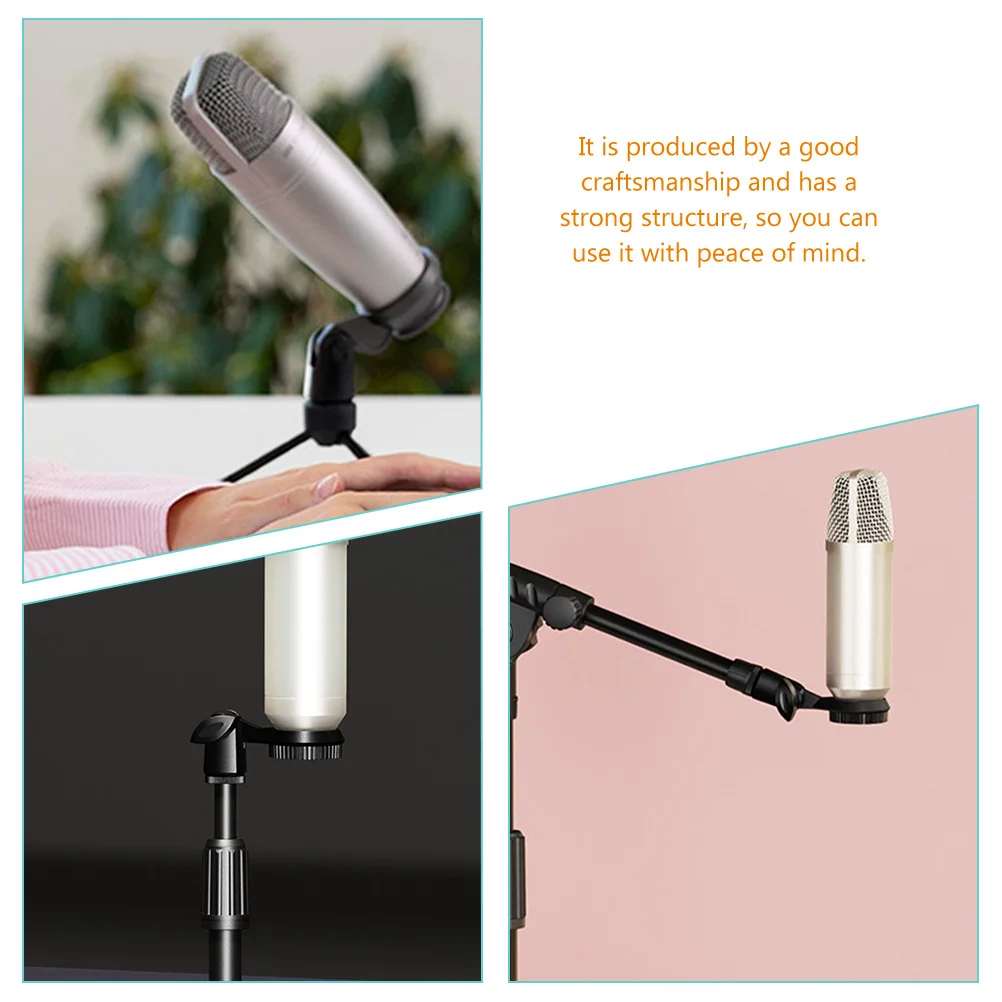

4Pcs Durable Microphone Clips 270 Degree Rotation Standard Threaded Connection for Handheld Mics Perfect for Travel and Display