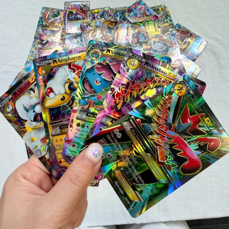 60pcs Mega Pokemon EX Trading Card Collection Flash Mega Evolution Pocket Monster TCG Anime Battle Game Collectible Toy Gift view 5