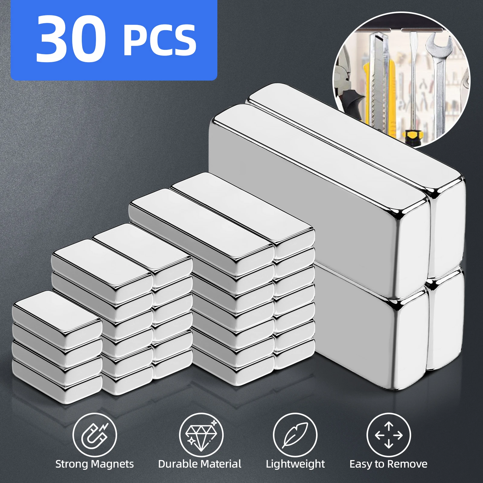 Imanes fuertes, barra magnética resistente de imanes fuertes de 12x5x2 mm con adhesivo de doble cara, perfecta para nevera, garaje, ciencia
