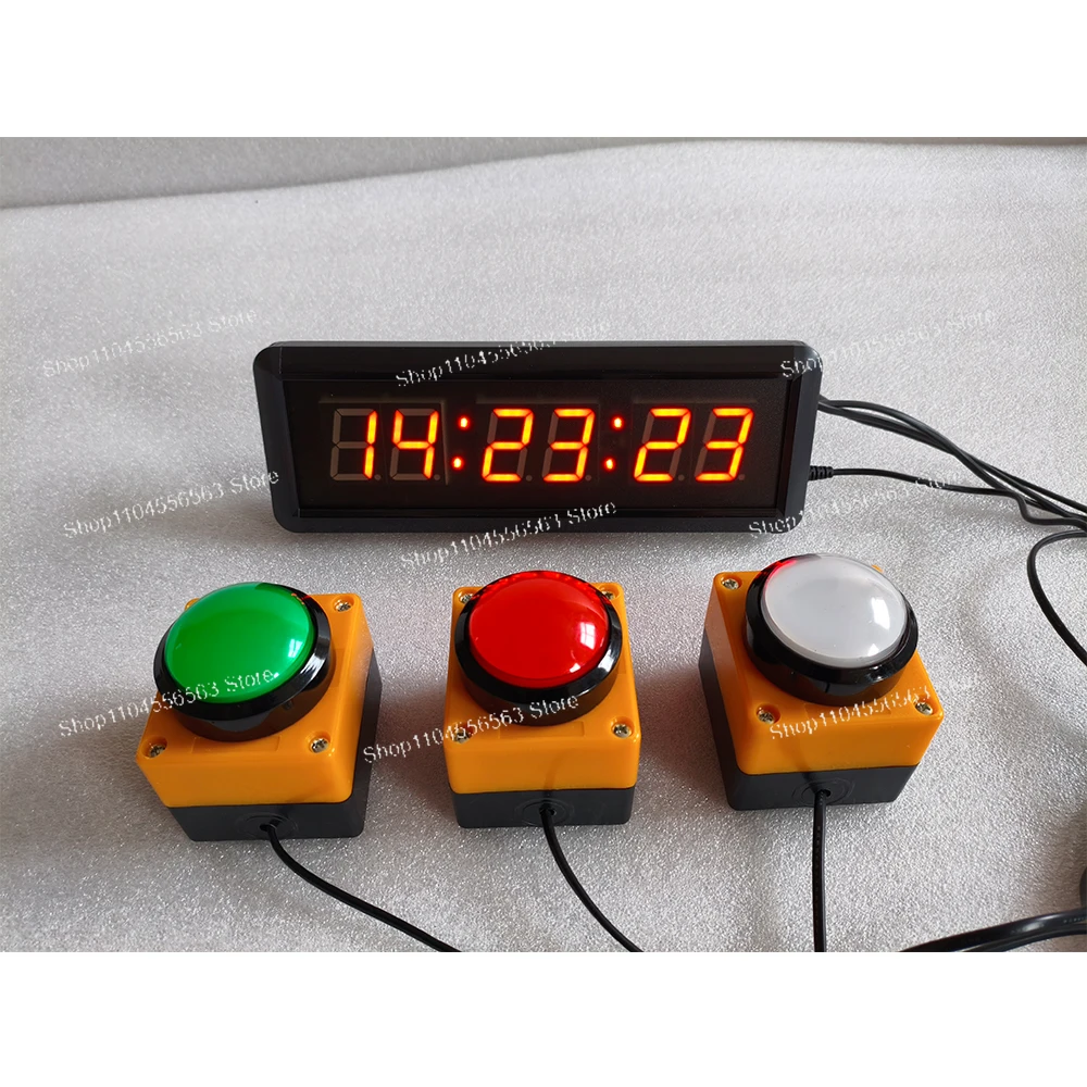Button Led Countdown Clock Stopwatch,Line Button Reset，remote Control School Rush Answer Competition Game Timer