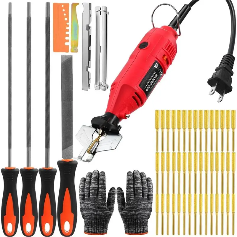 AB11-Portable Chainsaw Sharpener Tool Kit Electric With Chainsaw File Set For All Chainsaw Chains US Plug