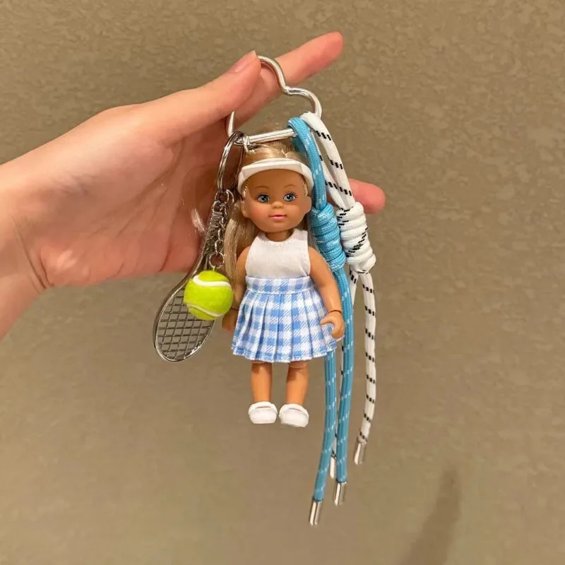 Maximalism Retro Tennis Bag Pendant Golf Baseball Overalls Doll Keychain Strap High-end Versatile Phone Charm Cute Lanyard