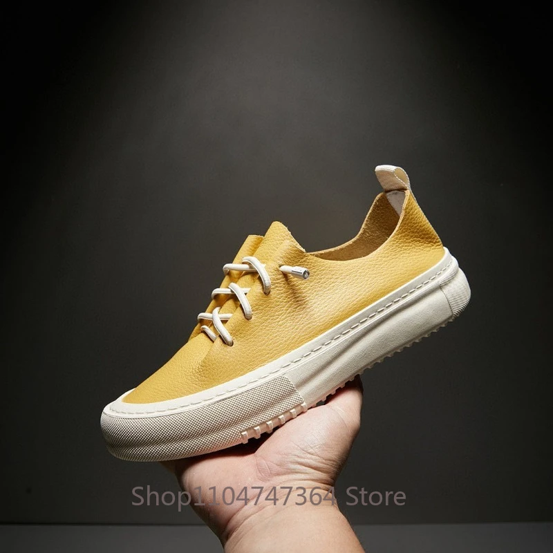 

Роскошные мужские повседневные кроссовки ручной работы с толстой подошвой, из натуральной кожи, модные уличные кеды, спортивные туфли-оксфорды на плоской подошве