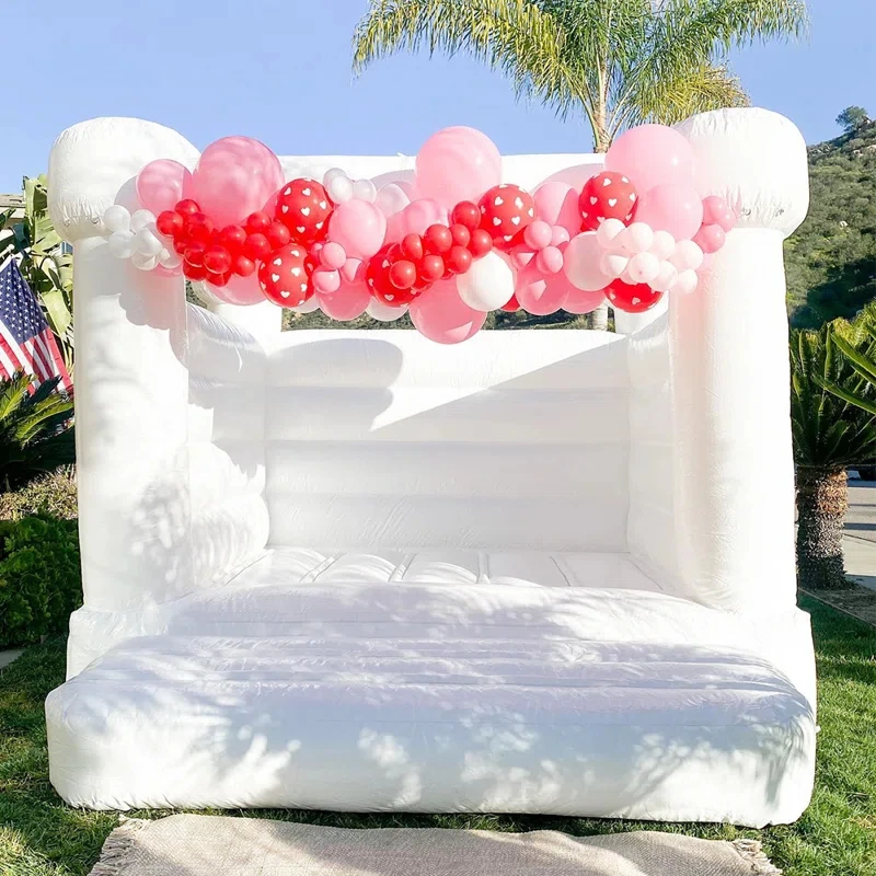 10' X 10' PVC Inflatable White Bounce House with Air Blower Professional Jumping Bouncy Castle Bouncer for Wedding Party