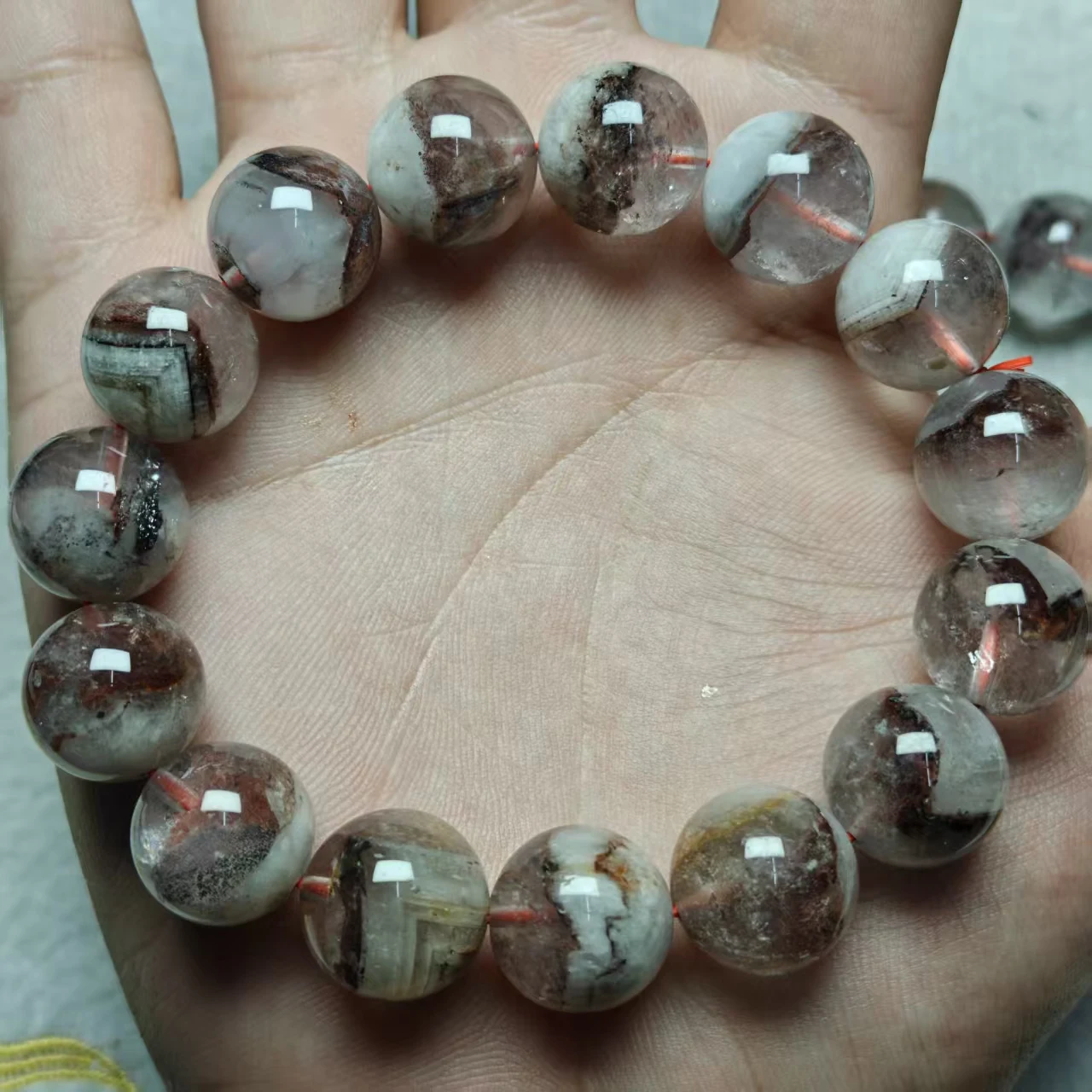 Xingyu Natürlicher AAA Roter Turm-Phantom-Quarz Glatte Runde Lose Armbandperlen zur Schmuckherstellung Mysteriöses Edelsteingeschenk – Detail 3