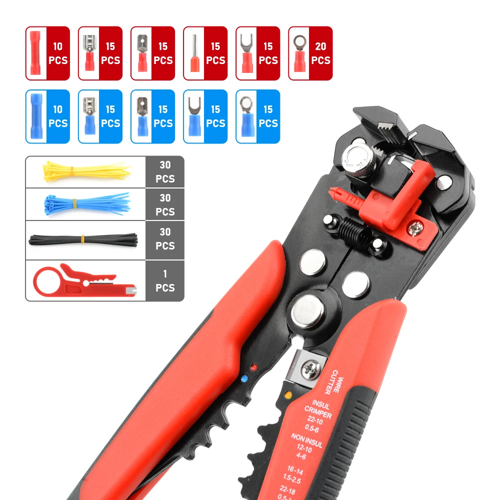 Self-Adjusting Wire Stripper Cable Cutter Kit Electrician Crimping Tool Set With Case Multifunctional Stripping Pliers