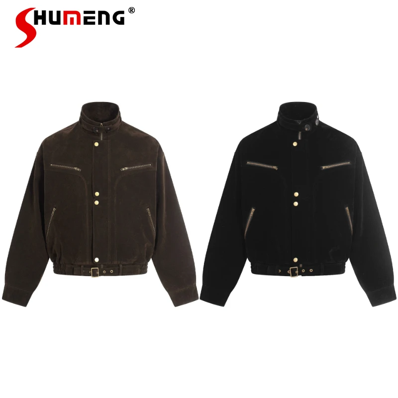 

Men's 2026 Spring Summer New Fashion Jackets Trendy Solid Color Multi-Zipper Design Tops Personality Unique Long Sleeve Coats