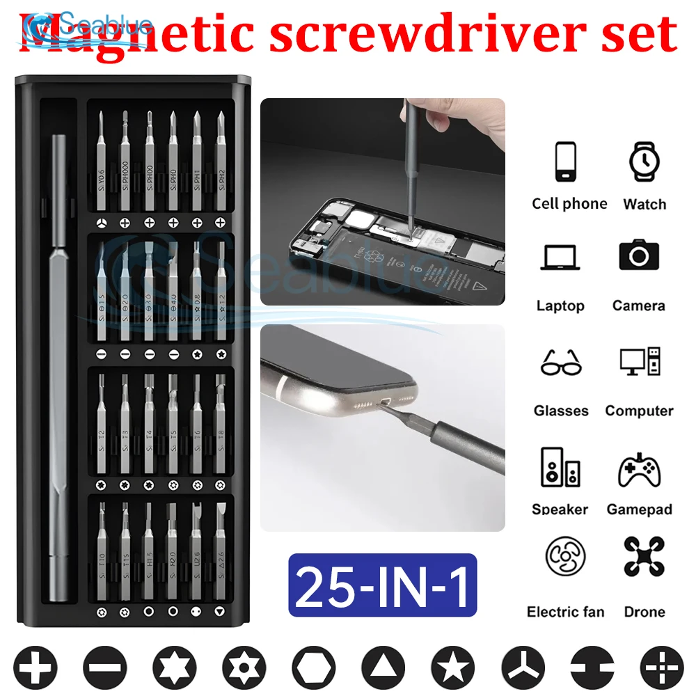 25/63 In 1 Precision Screwdriver Set Magnetic Screw Driver Kit Bits Professional  Small Repair Tool Mini Pocket Screwdriver Set